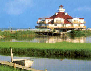 Lighthouse club hotel as seen from the walkway to Fager's Island Inn